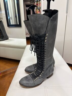 Steve Madden Gray Tall Lace-Up Riding Boots